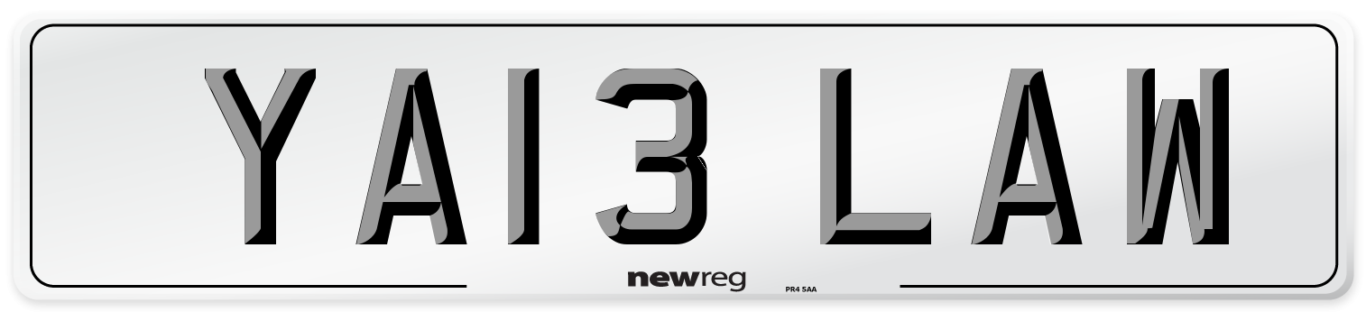 YA13 LAW Number Plate from New Reg